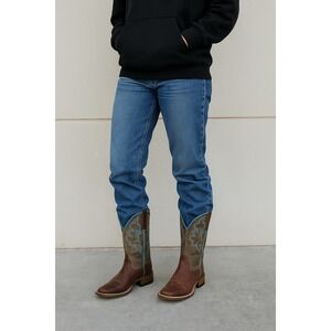 Macie‎ Bean M9089 Women's Cowboy Boots 6.5M Brown Leather SQ Toe Western Mexico